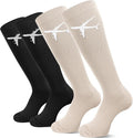 Skicuff 2 Pairs Travel Compression Socks for Women and Men 15-25 Mmhg Graduated Knee High Socks for Flying Airplane Pilots by Skicuff