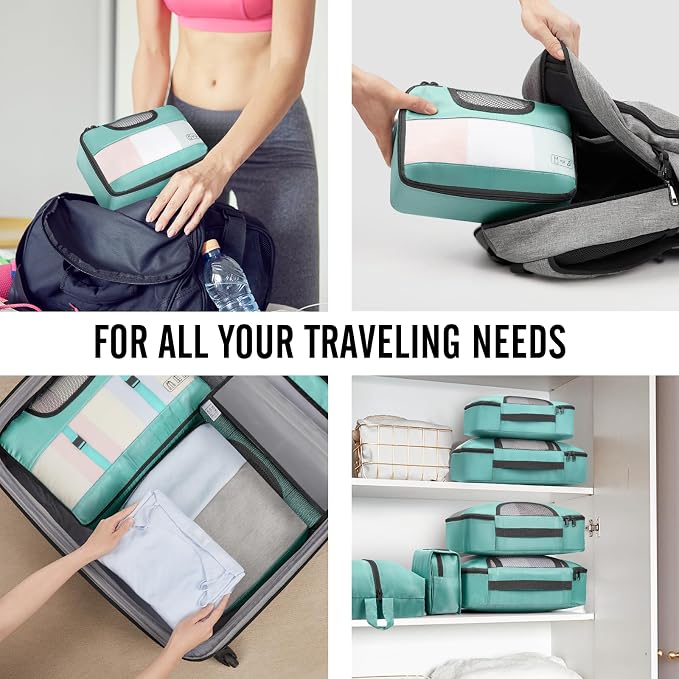 Veken 8 Set Packing Cubes for Travel Essentials, Suitcase Organizer Bags in 4 Sizes, Carry-On Luggage Accessories with Laundry Bag, Airplane Must Have with 99-Count Mesh Holes - Image 7