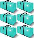 VELVETSURE 6 Pack Heavy Duty Large Moving Bags W/Backpack Straps - Strong Handles & Zippers, Storage Totes For Space Saving, Fold Flat, Alternative to Moving Box and Storage Bin, Aquamarine by VELVETSURE