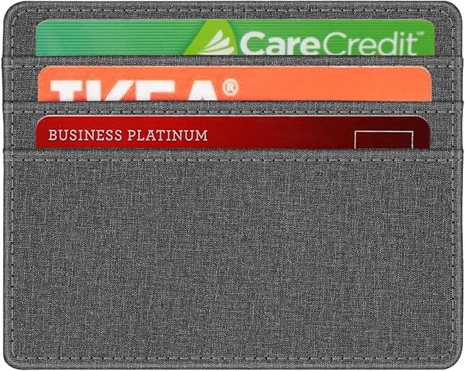 FINTIE Slim Minimalist Front Pocket Wallet RFID Blocking Credit Card Holder | Card Cases with ID Window for Men Women, Denim Gray - Image 7