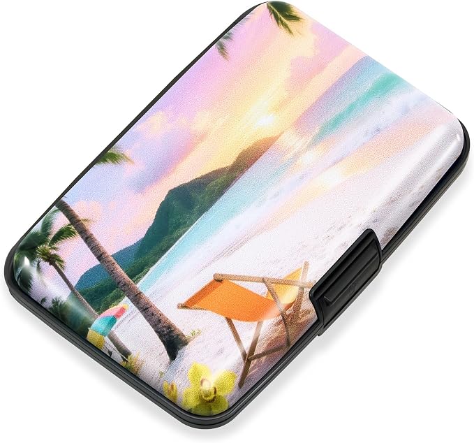 Mayski Credit Card Holder for Women RFID Blocking Wallet, Seaside | Card Wallets for Women Small Mini Business Metal Accordion Aluminum Alloy Hard Case for Men by SLIMELEGANCEPERSONIFIED