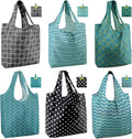 BeeGreen Geometry Reusable Shopping Bags Cute Grocery Bag 6 Pack, Christmas Gift Bags Heavy-Duty Foldable Shopping Totes for Supermarket, Work & Travel, Large Washable Polyester Tote Bag with Handles by BeeGreen