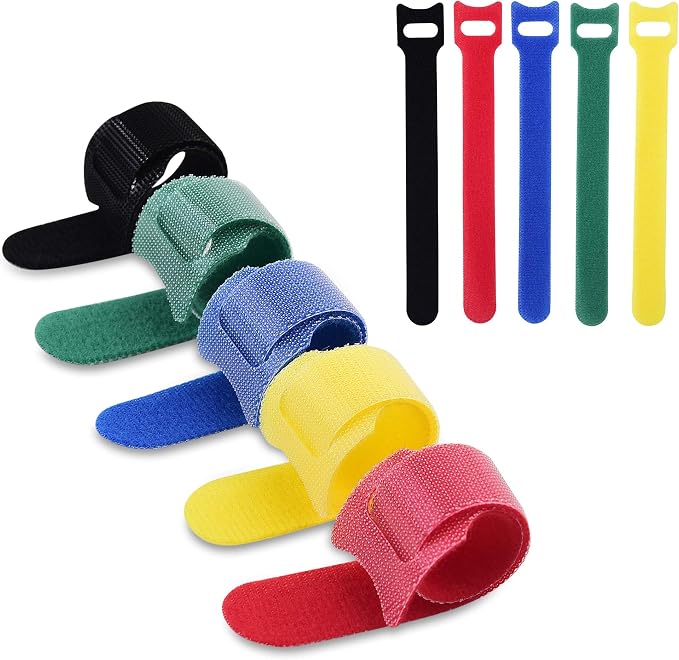 Cable Ties Reusable - 6 Inches Multi-Colour Adjustable Cord Straps Cord Ties for Cable Management Organizer, Multi-Purpose Reusable Hook and Loop for Home, Office and Garage (50) - Image 4