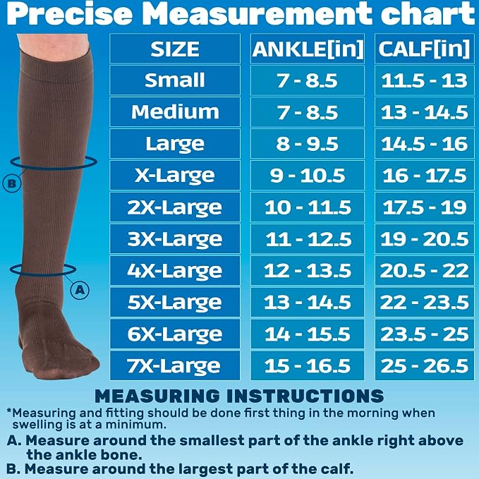 ABSOLUTE SUPPORT Cotton Knee High Compression Hose 20-30mmHg | Made in USA opaque dress socks, men & women, for varicose veins, circulation, swelling, pregnancy, leg pain, travel, A105 - Image 2