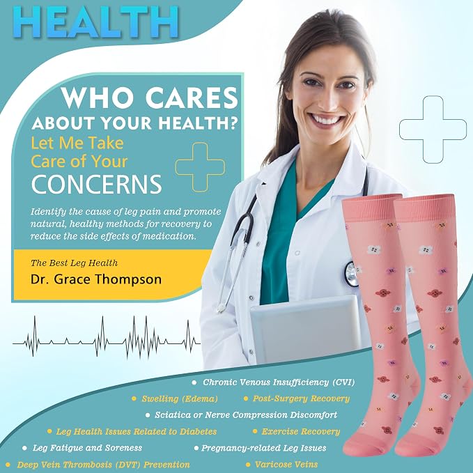 Compression Socks for Women & Men 6 Pairs | 20-30 mmHg Breathable & Moisture-Wicking Comfortable & Skin-Friendly Knee High Support Socks for Nurse, Travel, Pregnancy - Image 5