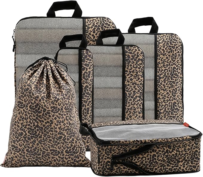 U+U 6 Set Compression Packing Cubes - Ultralight Travel Organizers | Space-Saving & Drawstring Bag Included by UU