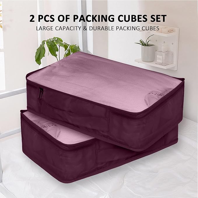 Packing Cubes Set, 2 Pcs Packing Organizers Set for Suitcases (Burgundy) - Image 8