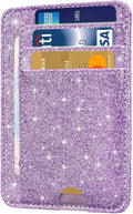 HOTCOOL Card Holder Wallet Front Pocket Minimalist Travel Cute Funny Thin Leather With RFID Blocking Small Credit Card Holder Wallet for Men & Women Girls Organizer Gifts, Glitter Purple by HOTCOOL