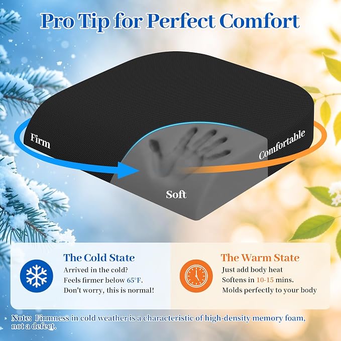 TranquilRelax XL Memory Foam Seat Cushion for Office Chair, 3.35-Inch, Black - Image 9