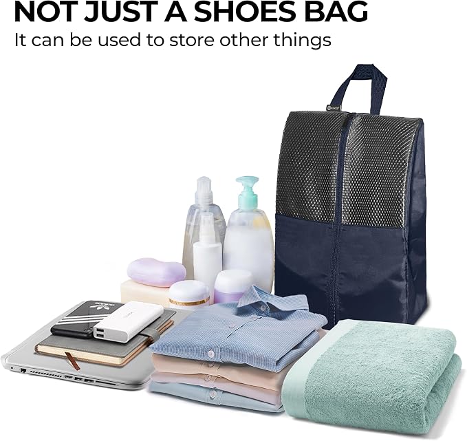 Shoe Bags For Travel, Used As For Storage or Shoe Travel Bag, Space Saving When Travelling With This Travel Shoe Bags For Packing, Featuring Waterproof Nylon Sneaker Bag. (Navy, 2 Pack, Large) - Image 5
