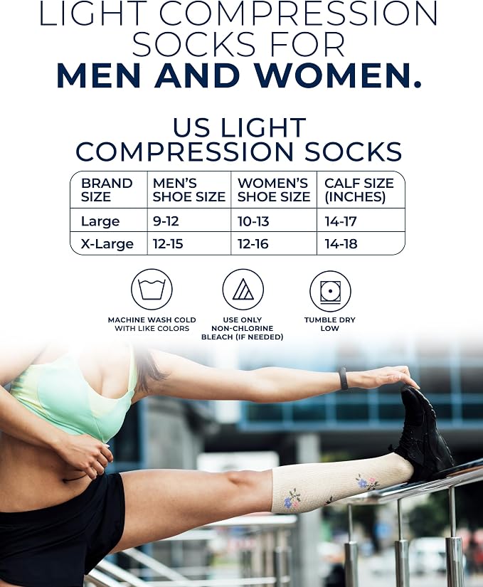 Pembrook® Light Compression Socks for Men & Women - 3 Pairs | 8-15 mmhg Compression Dress Socks for Men | Support Socks - Image 6