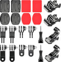 Universal Action Camera Accessory Kit, Curved & Flat Adhesive Sticky Mounts, Quick Release & J-Hook Buckle Mounts, 3-Way Pivot Arms and Thumb Screws by KUANVE