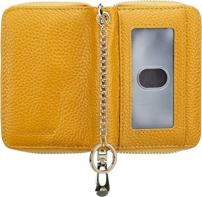 imeetu Rfid Credit Card Holder, Businese Card Case, Wallet for Women Men | Genuine Leather Card Wallet with id Window, Keychain & Double Zipper, Water-resistan Small Wallet with Gift Box, Daily Travel - Image 2