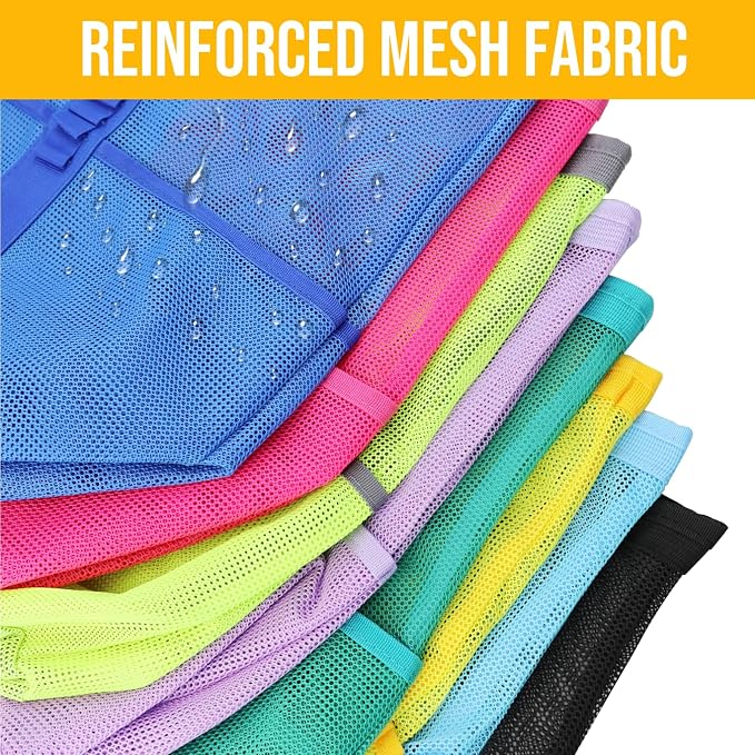 Large Mesh Beach Tote Bag, 9-Pocket Foldable Summer Vacation Beach Bag for Travel, Pool, Gym, Cruise - Image 7