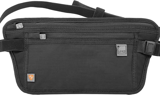 Lewis N. Clark Travel Money Belt Pouch, Slim RFID Blocking Anti Theft Waist Stash Pouches for Cash, Cards and Passport Holder by LewisNClark