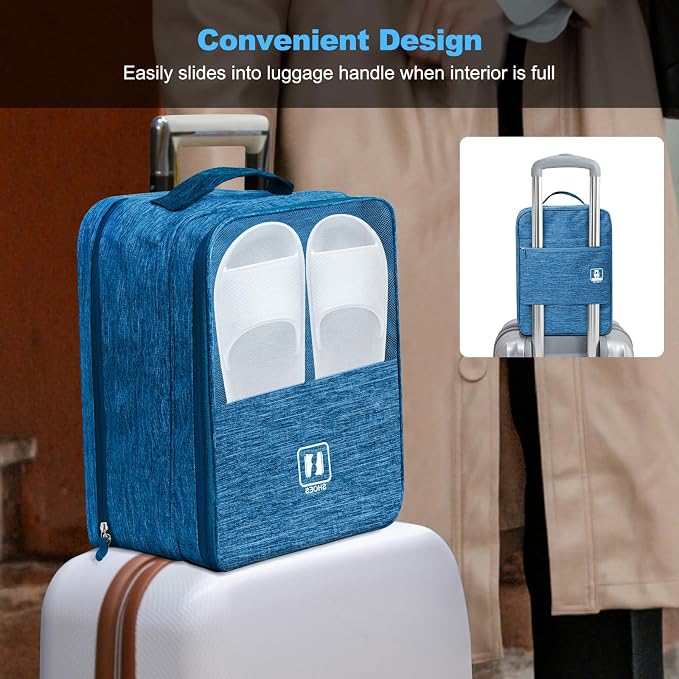 Travel Shoe Bag,Holds 3 Pairs of Shoes, for Travel&Daily Use | Large Capacity Shoe Bags for Travel,Golf Shoe Bag,Portable Dance Shoe Storage Pouch,Sneaker Storage Bag(Blue) - Image 4