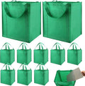 NERUB Set of 10 Reusable Grocery Bags Heavy Duty Shopping Bags Large Grocery Totes with Reinforced Bottom Super Sturdy Handles, Green by NERUB