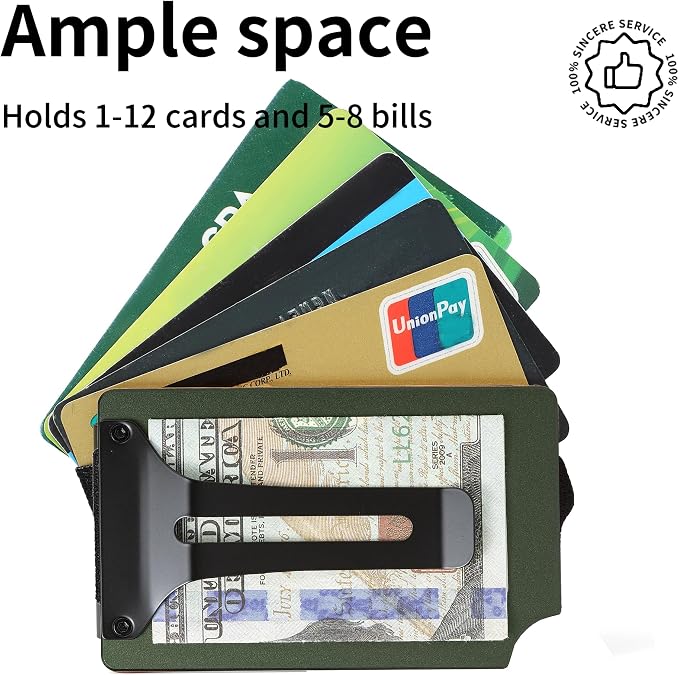 Slim Wallet for Men,RFID Blocking Minimalist Metal Wallet, Money Clip/Cash Holder, Front Pocket Aluminum Credit Card Holder, Ideal Gift for Men,Matt Green - Image 2