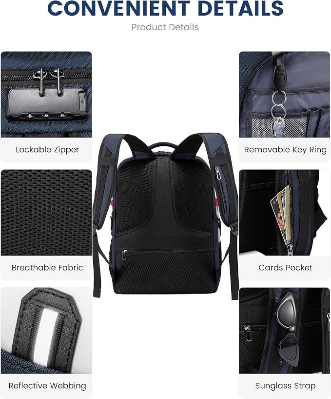LOVEVOOK Large Laptop Backpack for Men,17.3Inch Heavy Duty Travel Backpack | TSA-Friendly with Anti-Theft,Carry On Flight Approved,College Work Bookbag,Water Resistant Business Backpack for Men Women - Image 5
