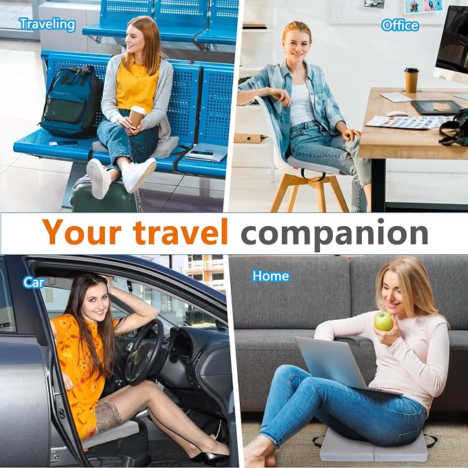 Foldable Portable Seat Cushion, 2-Inch Thick Breathable Mesh Honeycomb Cooling Pad with Washable Cover, Lightweight Travel Cushion for Office Chair, Car, Stadium, Camping, Gray, 15.5"×13" - Image 7