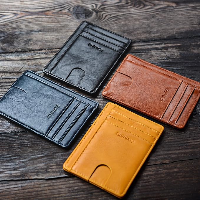 Buffway Slim Minimalist Front Pocket RFID Blocking Leather Wallets for Men and Women - Alaska Brown - Image 7