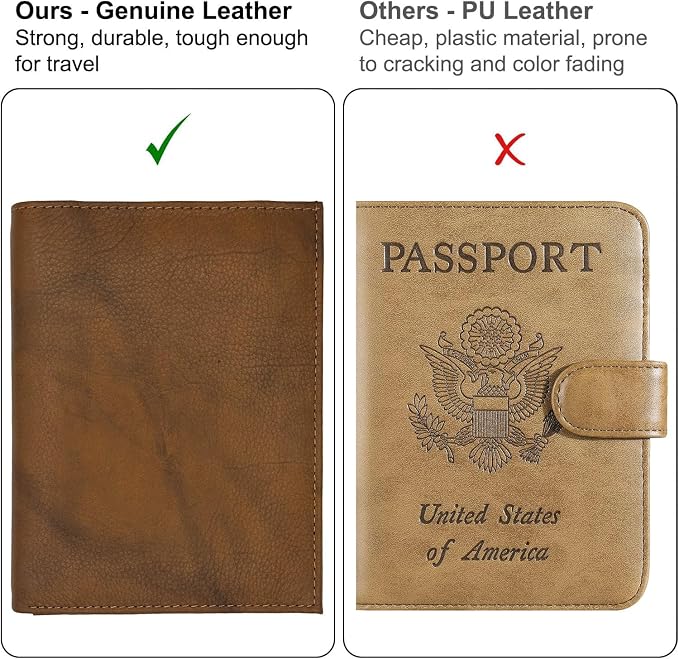 Antique Saddle RFID Genuine Leather Passport Wallet - Image 5