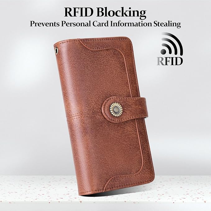 Wallets for Women Trifold Wristlet Wallets Large Capacity RFID Blocking Ladies Purse Credit Card Holder - Image 4