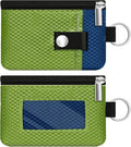 Minimalist RFID Blocking Small Wallet with ID Window,WaterResistant Zip Id Case Wallet with Lanyard Keychain for Cards,Cash,Travel,Women,Men (Olive Green/Electric Blue) by CCUMI