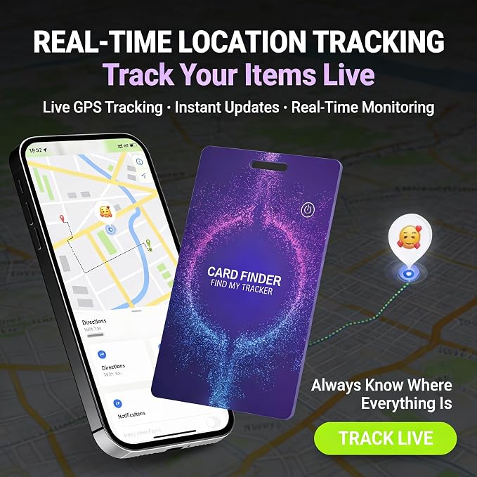Wallet Tracker Card， Tracking Card for Luggage Tags, Rechargeable Thin GPS Smart Finder for Luggage Tag,Passports and More Phone Finder(iOS Only) (Purple) - Image 4