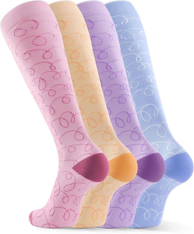 FITRELL 4 Pairs Compression Socks for Women & Men, 15-20mmHg Circulation Support for Athletic Travel Daily Wear - Image 7