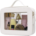 Pinkmik Clear Makeup Bag, (White, L) | Mahjong Tiles Bag ,Travel Cosmetics and Toiletries Case, Portable Makeup Organizer,Car Bag with Zipper,Waterproof, by Pinkmik