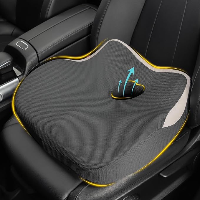 Allaboutsla Car Seat Cushion for Driving, Car Seat Pillow for Short Drivers | Ergonomic Memory Foam Seat Cushion for Pain Relief, Adult Booster Seat for Car, Butt Cushion for Car, Truck, Office Dark Gray by Allaboutsla