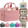 Travel Toiletry Bag for Women, Hanging Makeup Organizer Clear Pockets | Large Hanging Travel Organizer with Compartments, Front Pocket, Fits Full-Size Skincare, Makeup & Toiletries (Pink, Medium) by Unknown