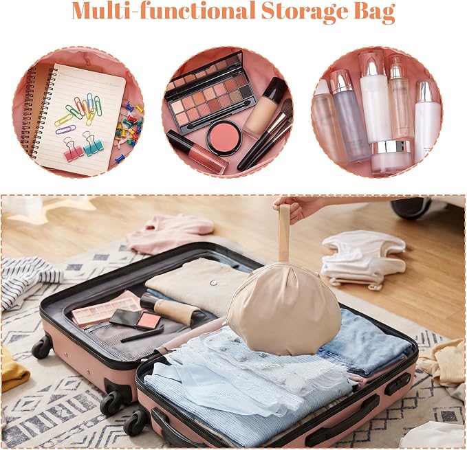 SHENLIU Travel Underwear Organizer Bag for Women, Portable Multi-Compartment Underwear Travel Cubes for Bras Lingerie, Luggage Packing Organizer for Suitcase Carry-Ons(Beige) - Image 6