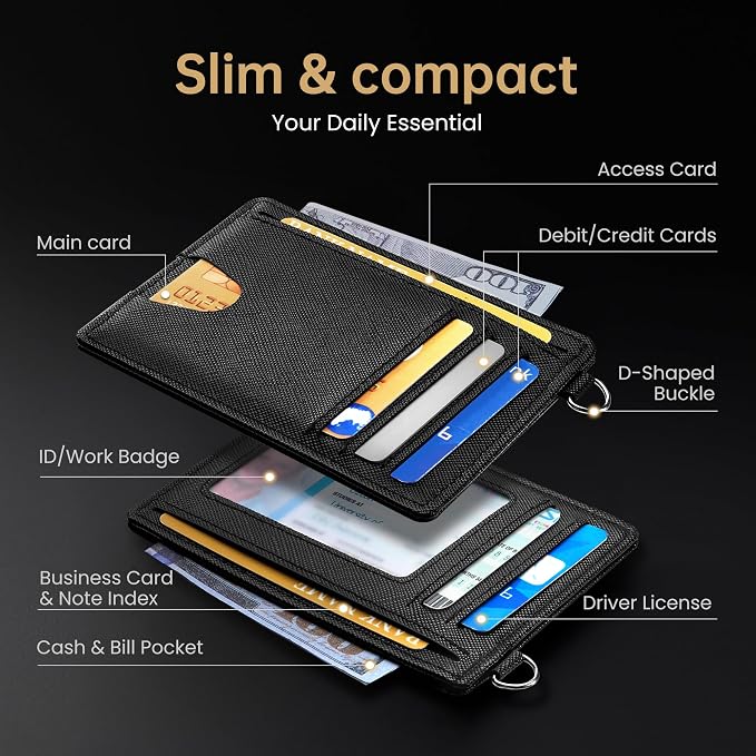 Mayski Slim Wallet, Credit Card Holder for Women, Minimalist Front Pocket RFID Blocking Card Cases, Small Wallet Women Men(Cross Black) - Image 5