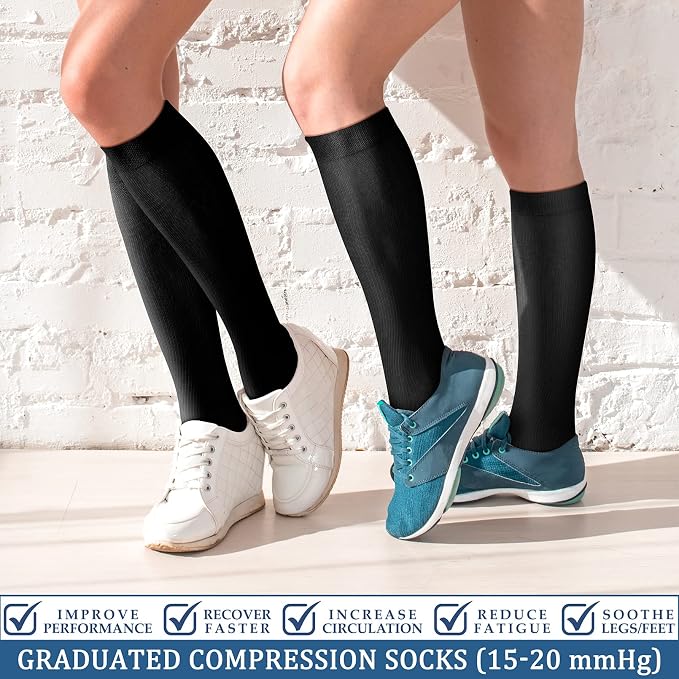 FEYHAY Copper Compression Socks (3 Pairs) 15-20 mmHg Circulation is Best Athletic & Daily for Men & Women, Running, Climbing - Image 2