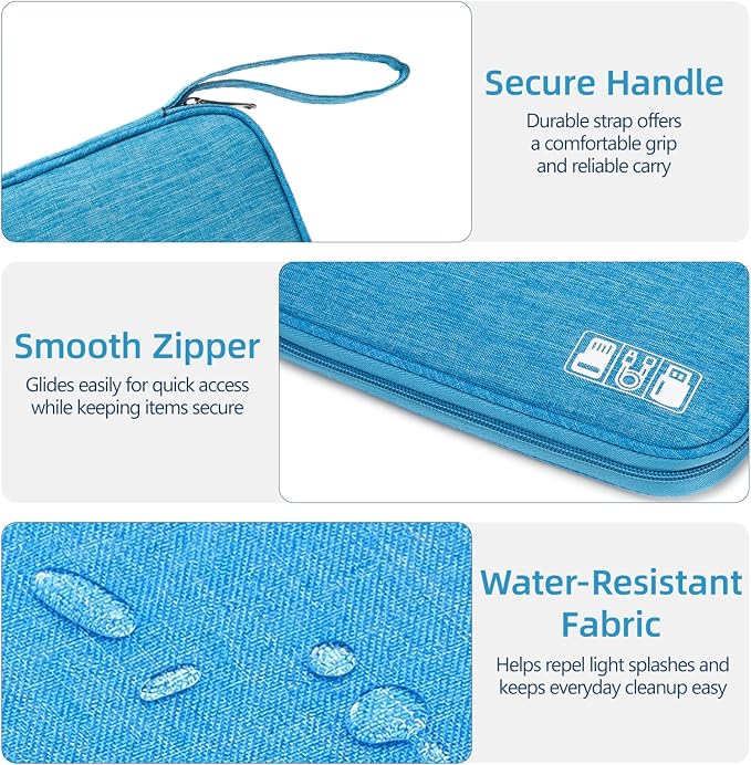 Cable Organizer Bag, Electronics Case for Cords, Chargers & Tech | Organize cables, chargers and power banks with elastic loops, mesh pockets and a slim design for travel. - Image 5