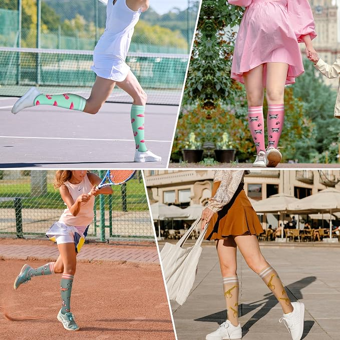 fenglaoda Compression Socks Women Men 4 Pairs, Knee High Support Socks for Running, Sports, Travel, Flight, Nurse - Image 6