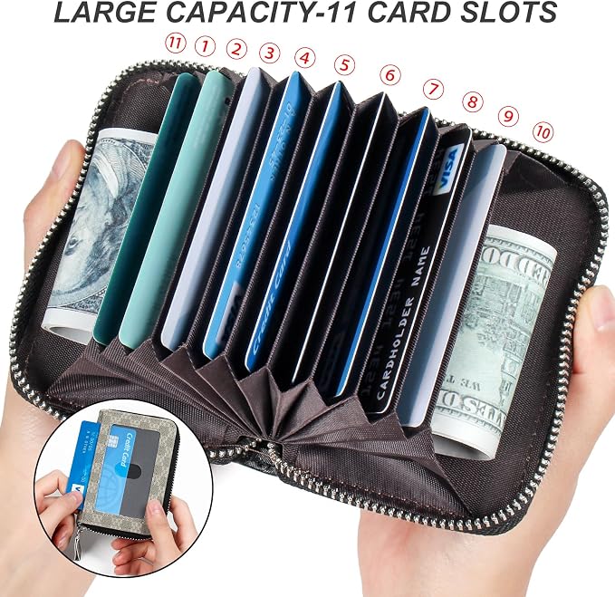 Credit Card Wallet, RFID Card Case Wallet, Zipper Card Cases Holder for Men Women, RFID Blocking, KeyChain Wallet, Compact Size Card Organizer Case for Women - Image 3