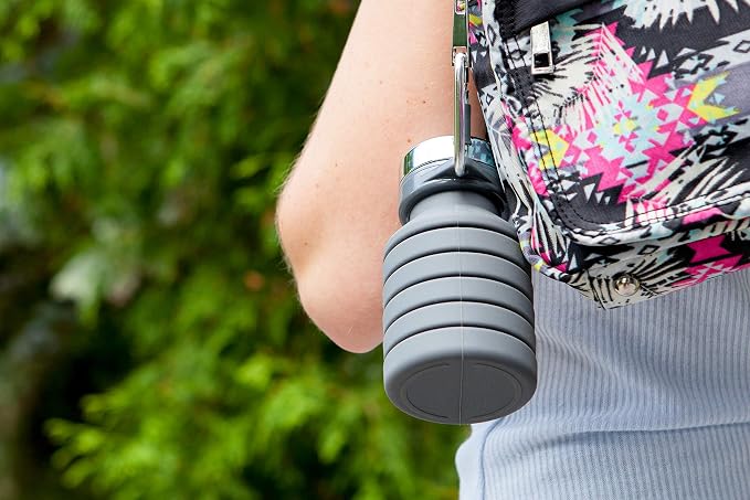 Joie Collapsible Water Bottle On The Go with Carabiner, Expands from 7.5 Ounces up to 16 Ounces, Silicone, Leak-Proof, BPA-Free, Space-Saving for Travel and Hiking, Colors May Vary (Pack of 2) - Image 5
