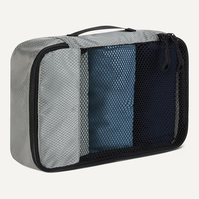 Amazon Essentials 4-Piece Packing Cubes Travel Accessories Set, Space-Saving Luggage Organizer with Double Zipper, Mesh Top, Small, Gray (Previously Amazon Basics) - Image 4