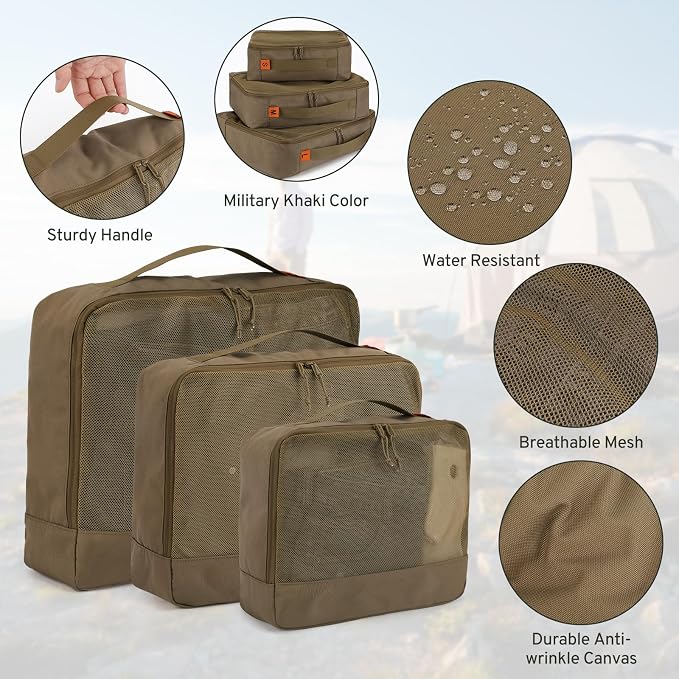 ZOMFELT 6 Pcs Packing Cubes for Travel Cubes & Sturdy Packing Organizers | Suitcase Organizer Set Travel Essentials Accessories Gifts for Men Camping & Cruise with Durable Canvas Laundry Bag Shoe Bag - Image 2