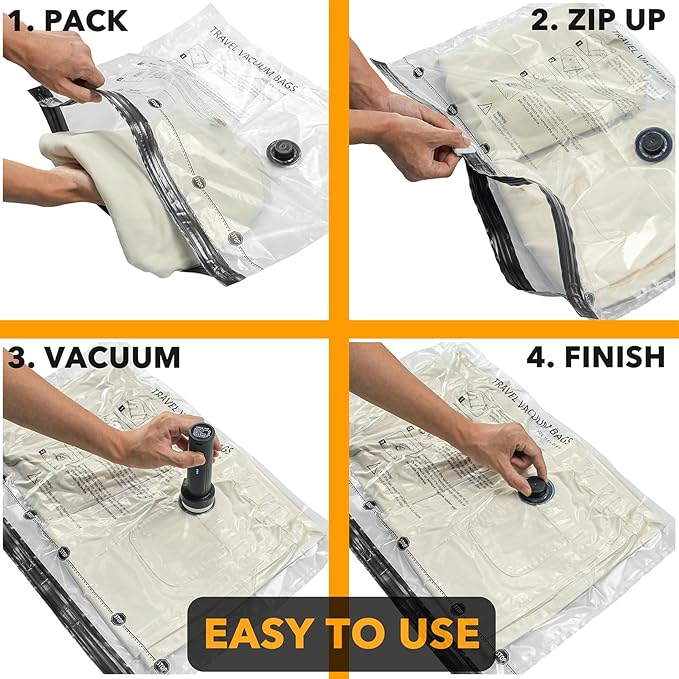 SpaceAid Travel Vacuum Bags for Luggage with Electric Pump, 21 Pack Vacuum Seal Bags for Clothing Travel, Space Saver Compression Bag for Backpack and Suitcase - Image 5