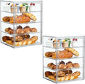 Bread Box for Kitchen Countertop, 4 Layers Pastry Display Case, 2 Pack | Easy Assembly, Adjustable Shelves, Magnetic Door, Clear View, Stable Design, Bakery Display, 15.5 x 11.4 x 9.8 Inch by SANKEUHomeStorage