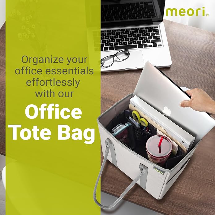 meori Office Tote Bag Carry Laptop Essentials Sturdy Bottom Stays Upright 3 Handy Pockets - Image 2