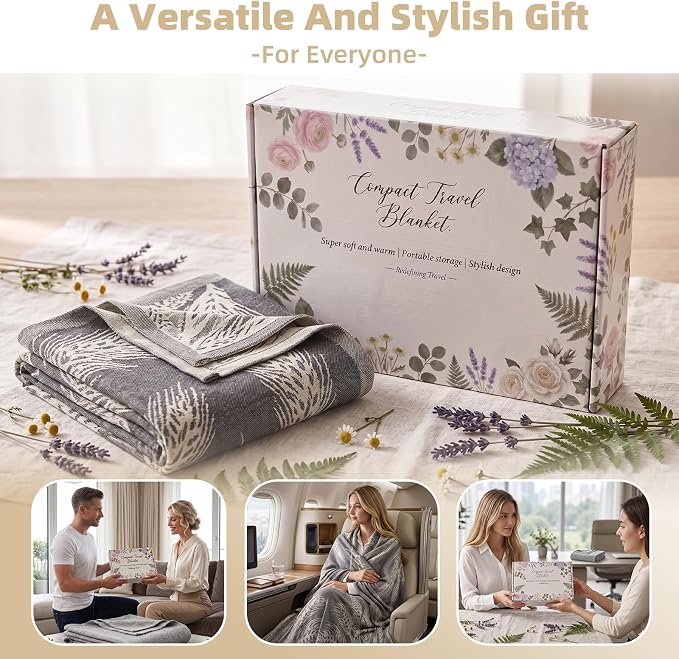Travel Blanket Airplane - Ultra Soft & Lightweight Knit Design Compact Airplane Blanket,53x72 Inch,Stylish Travel Shawl Wraps for Flights,Office,Home Use,Travel Essentials & Gifts - Image 7