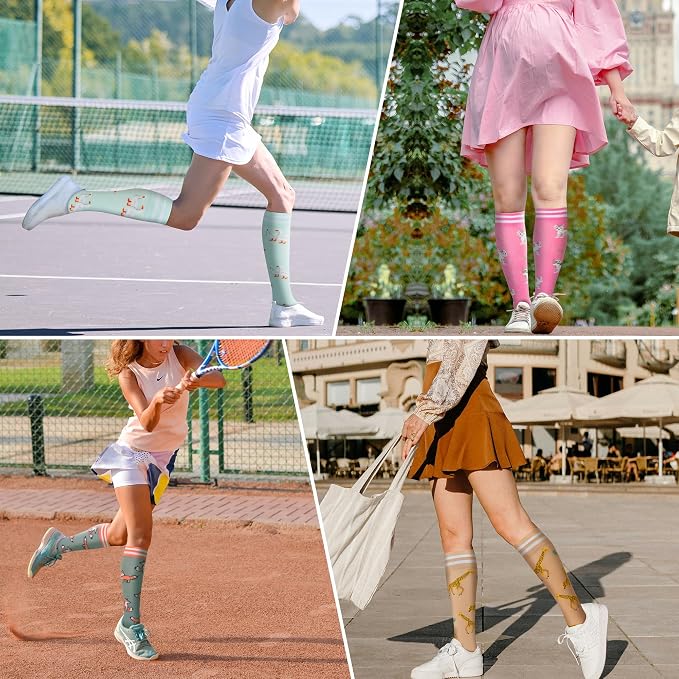 fenglaoda Compression Socks Women Men 4 Pairs, Knee High Support Socks for Running, Sports, Travel, Flight, Nurse - Image 6