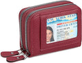 RNIEGA Credit Card Holder Wallet RFID Blocking Leather Small Wallet for Women Double Zipper Wallet with ID Window by RNIEGA
