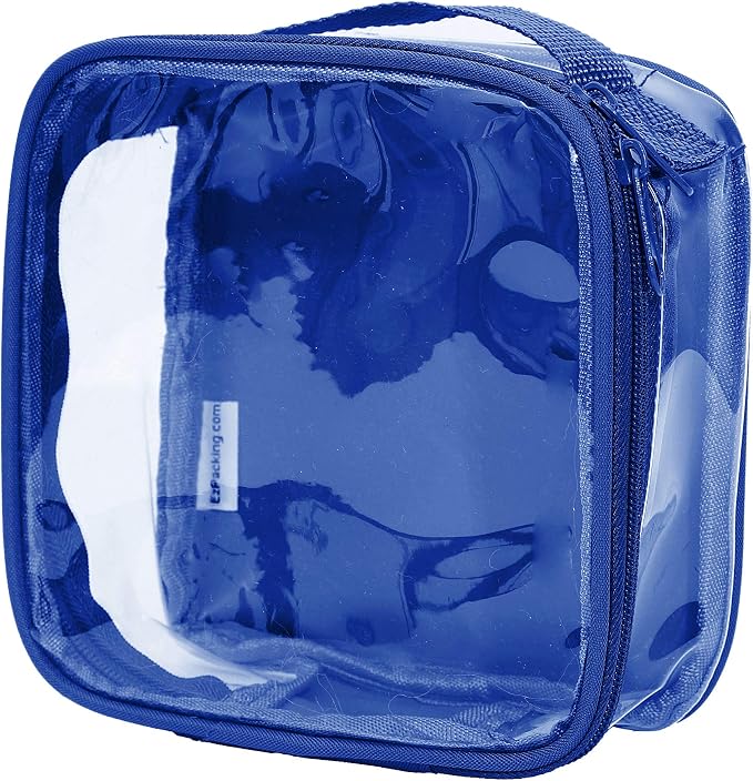 Clear TSA Approved 3-1-1 Travel Toiletry Bag for Carry On/Quart Size Transparent Liquids Pouch for Airport Security/Reusable See Through Vinyl & PVC Plastic Organizer Men Women (Royal Blue) by EzPacking