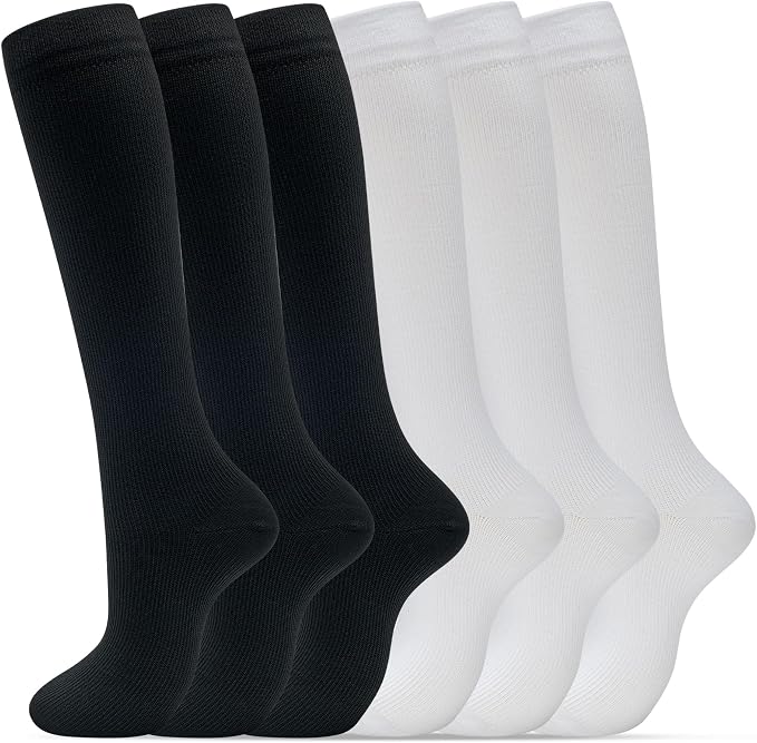 fenglaoda 6 Pairs Compression Socks for Women & Men Knee High Cute Circulation Socks for Nurse Pregnant Travel Athletic by fenglaoda